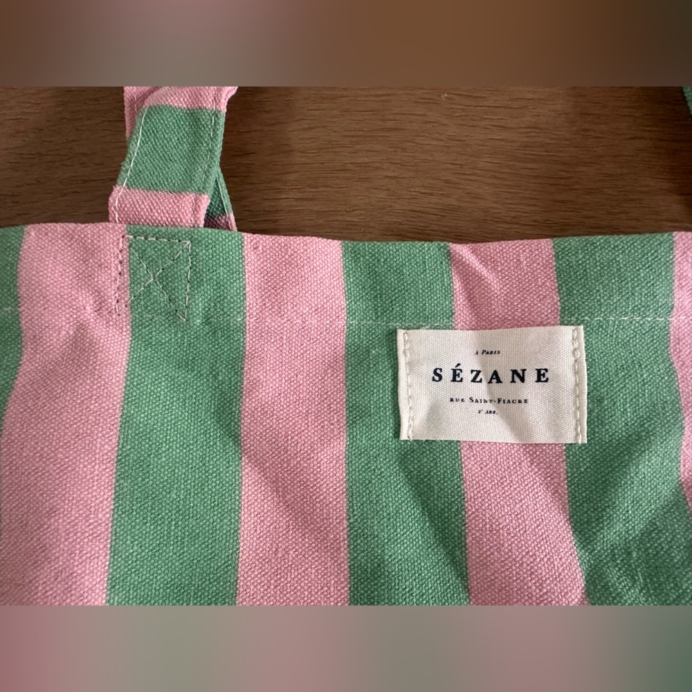 NEW Sezane Bonjour Texas Cotton Tote Bag - Picture 4 of 6